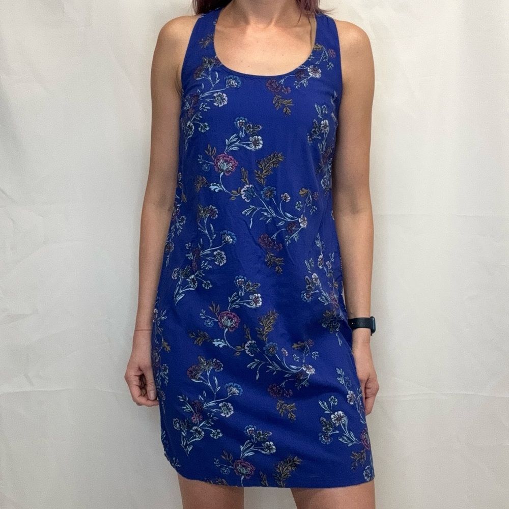 Old Navy Women's Floral Shift Dress Small Tall Blue Pink White Racerback